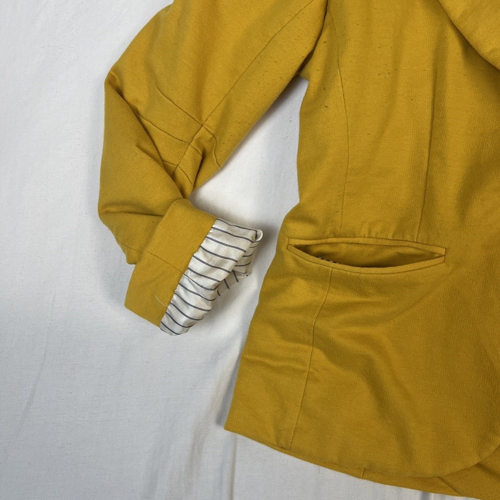 Love Culture Womens Mustard Yellow Striped Lining Single Button Blazer Size M - Picture 3 of 8